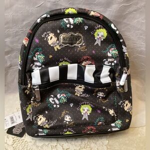 Beetlejuice Bioworld Warner Bros Black & White Character Mini Backpack NWT
